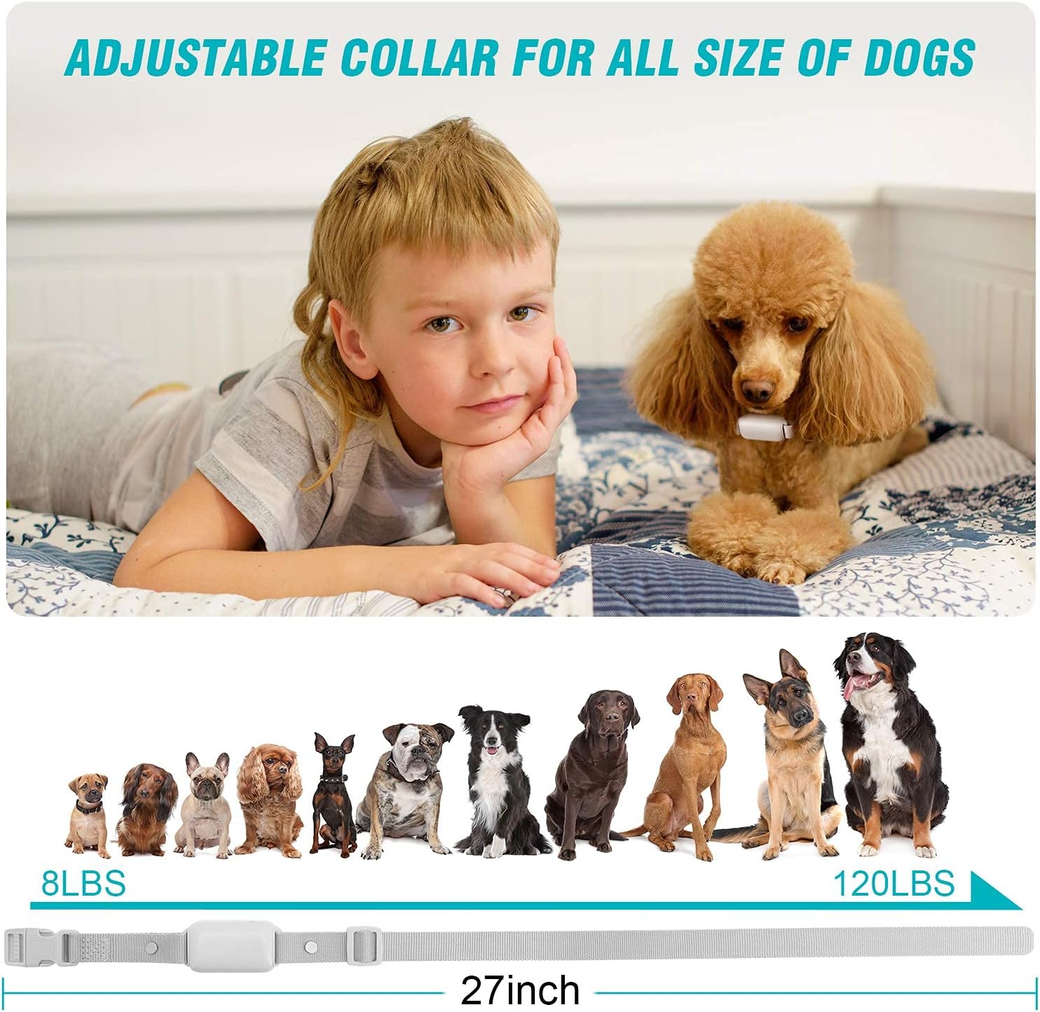 Bousnic Shock Collar for Dogs - Waterproof Rechargeable Dog Electric Training Co