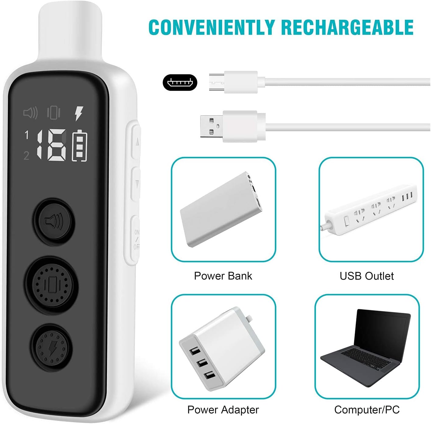 Bousnic Shock Collar for Dogs - Waterproof Rechargeable Dog Electric Training Co