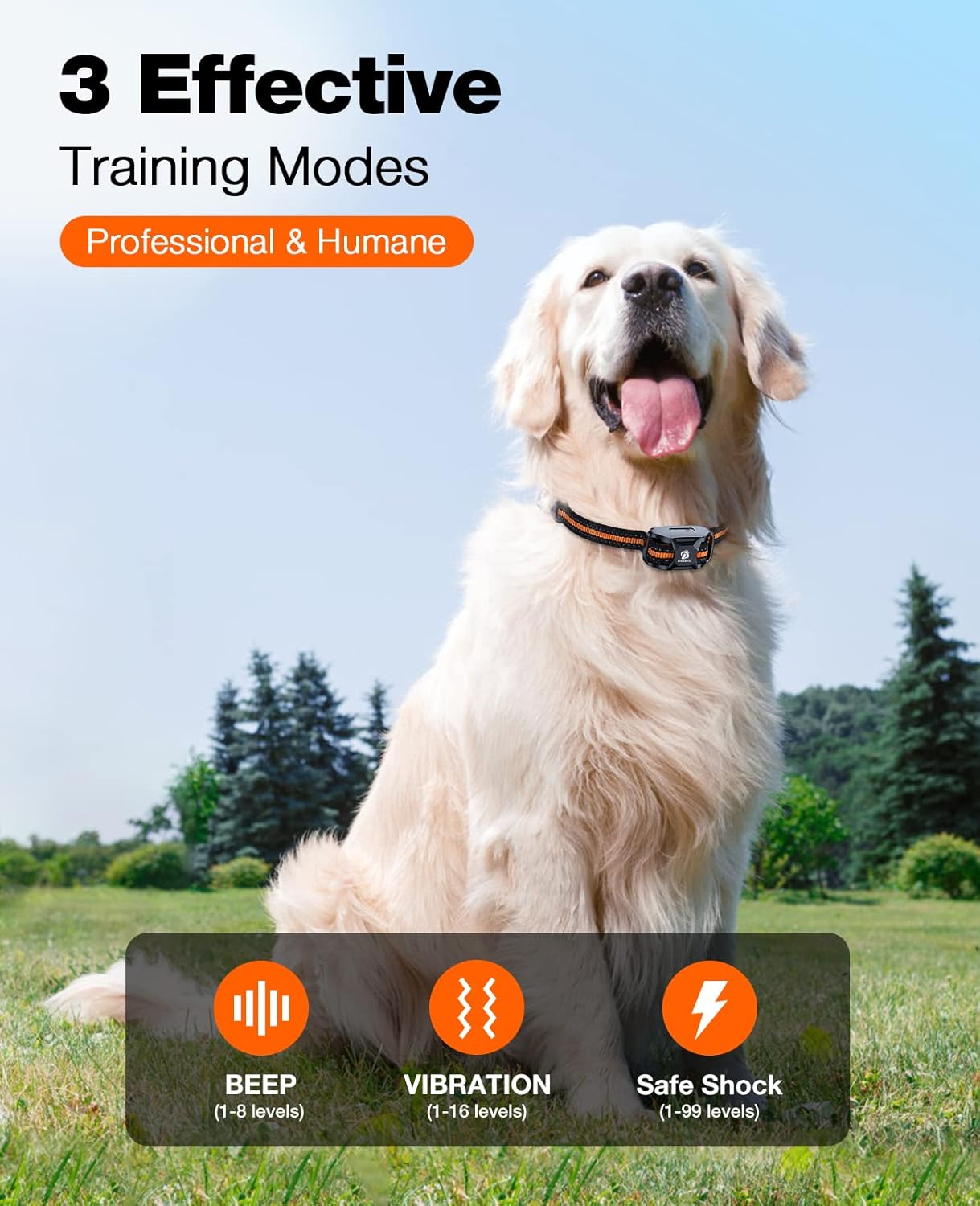 Bousnic Dog Shock Collar - 3300Ft Dog Training Collar with Remote for 5-120lbs S