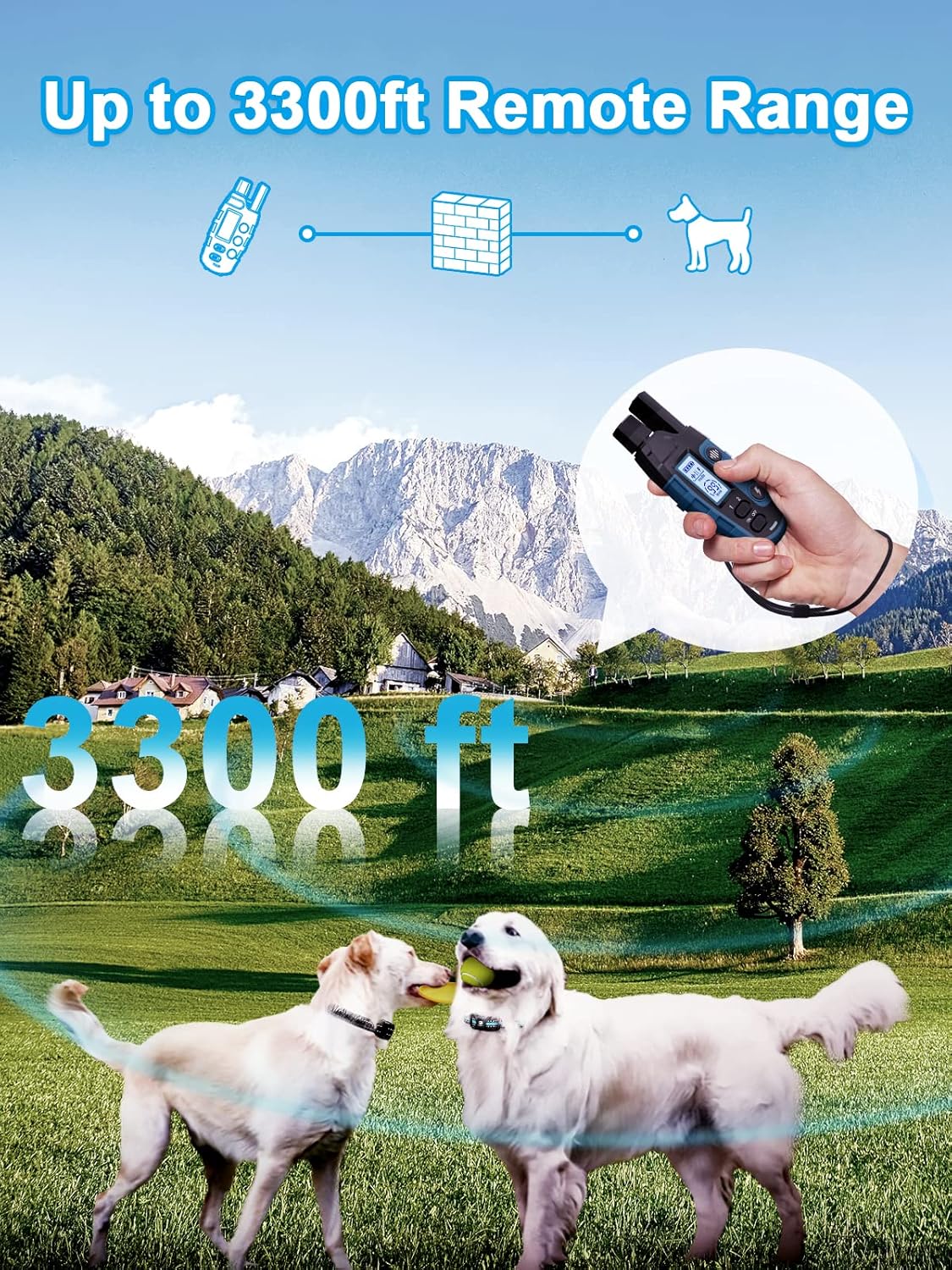 Bousnic Dog Shock Collar 2 Dogs (5-120Lbs) - 3300 ft Waterproof Training Collar 