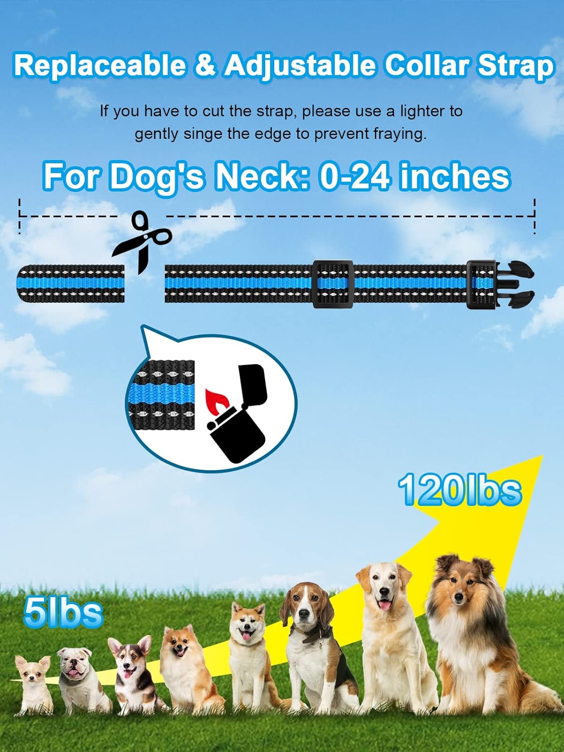Bousnic Dog Shock Collar 2 Dogs (5-120Lbs) - 3300 ft Waterproof Training Collar 