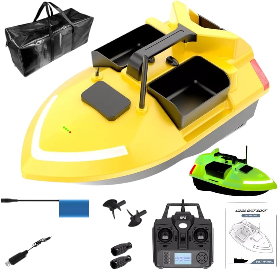 Bait Boat V020 Glow in The Dark, RC Fishing Boat GPS with Dual Motors, 12000mAh 