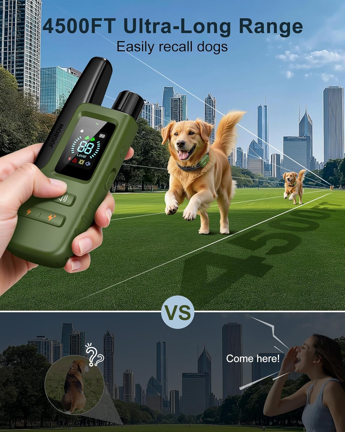 Dog Shock Collar - 4500FT Dog Training Collar with Remote, IPX8 Waterproof Elect