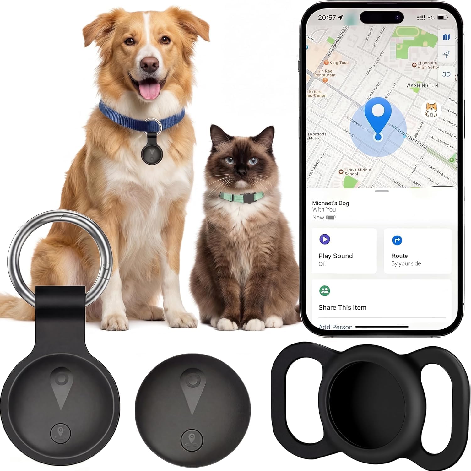 GPS Tracker for Dogs, Smart Collar with Real-Time Location - Pet Location Tracke