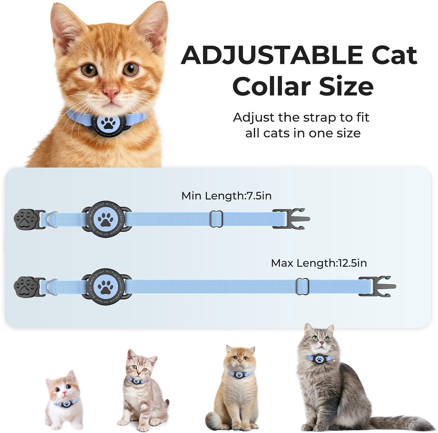 GPS Cat Tracker Collar(iOS & Android), Bluetooth Mini GPS Dog Tracker, Smart Pet